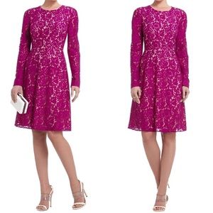 BCBG Purple Midi Lace Dress Peak a boo back